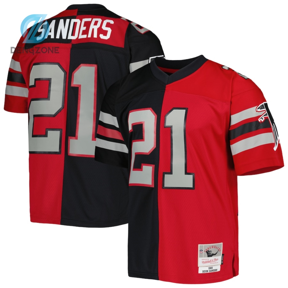 Nfl Atlanta Falcons Deion Sanders Atlanta Falcons Mitchell & Ness 1989 Split Legacy Replica Jersey - Black - Red