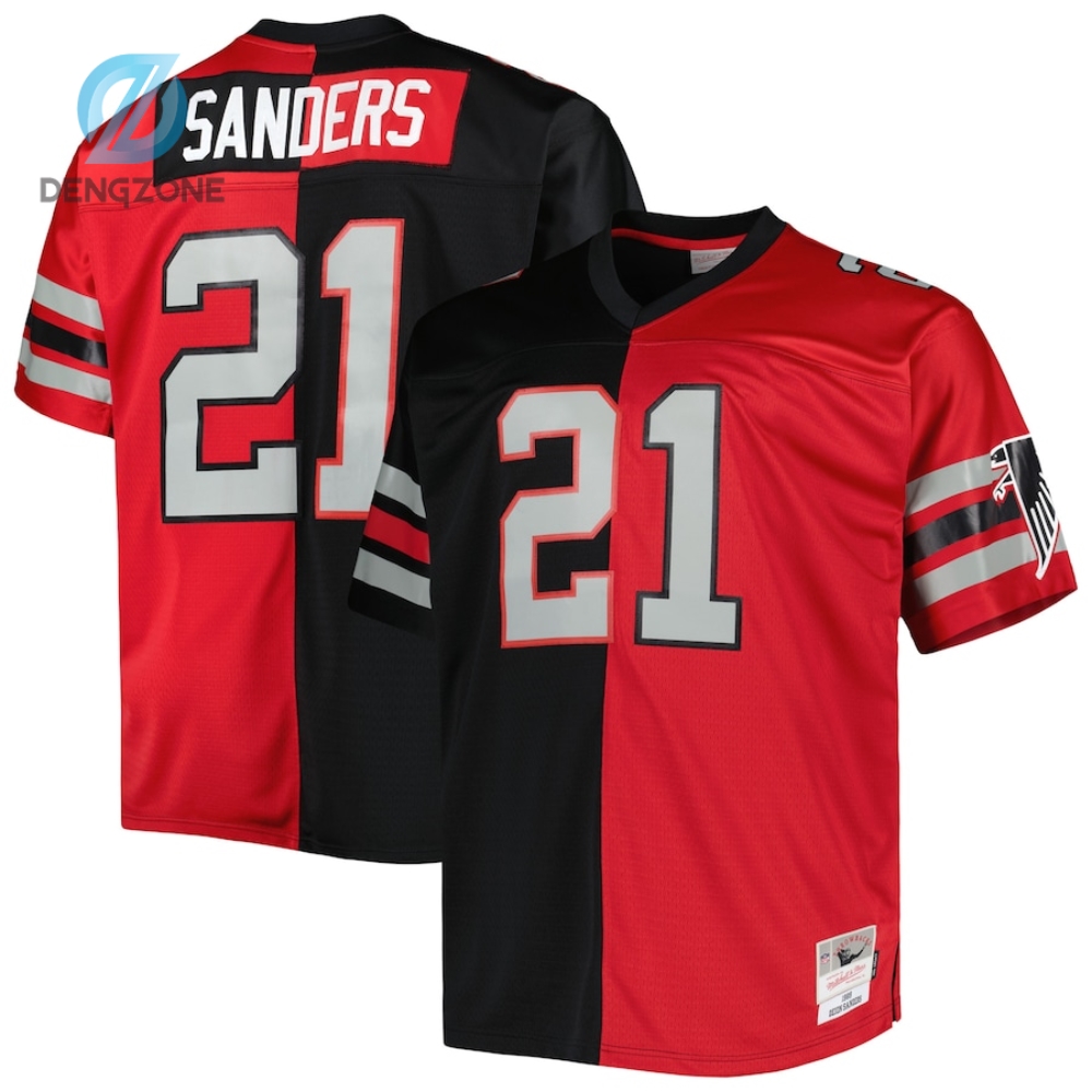 Nfl Atlanta Falcons Deion Sanders Atlanta Falcons Mitchell & Ness Big & Tall Split Legacy Retired Player Replica Jersey - Black - Red