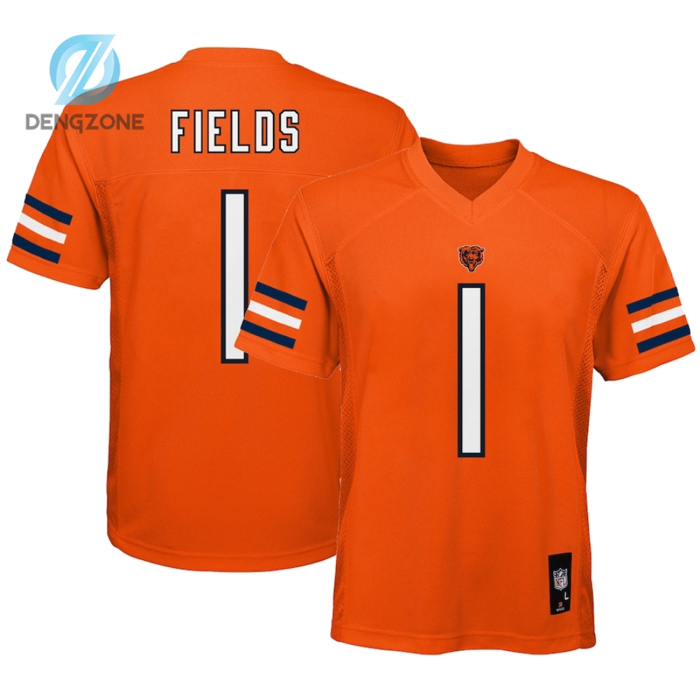 Justin Fields Chicago Bears Youth Replica Player Jersey - Orange  - Chicago Bears - Nfl