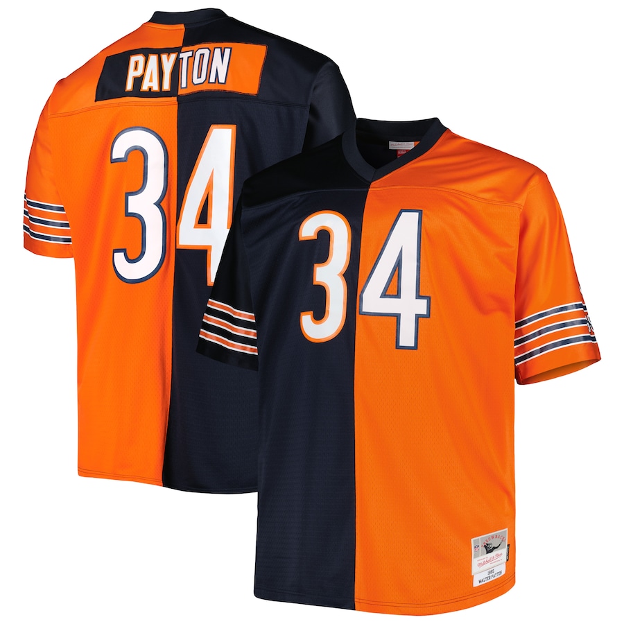 Walter Payton Chicago Bears Mitchell & Ness Big & Tall Split Legacy Retired Player Replica Jersey - Navy/Orange  - Chicago Bears - Nfl