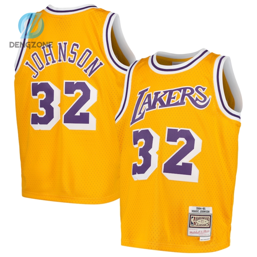 Magic Johnson Los Angeles Lakers Mitchell  Ness Youth Swingman Throwback Jersey  Gold