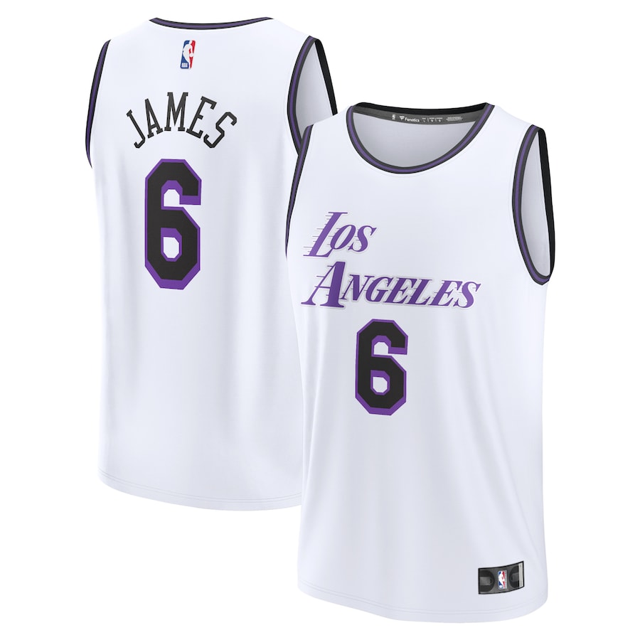 Lebron James Los Angeles Lakers Fanatics Branded Youth 202223 Fastbreak Jersey  City Edition  White