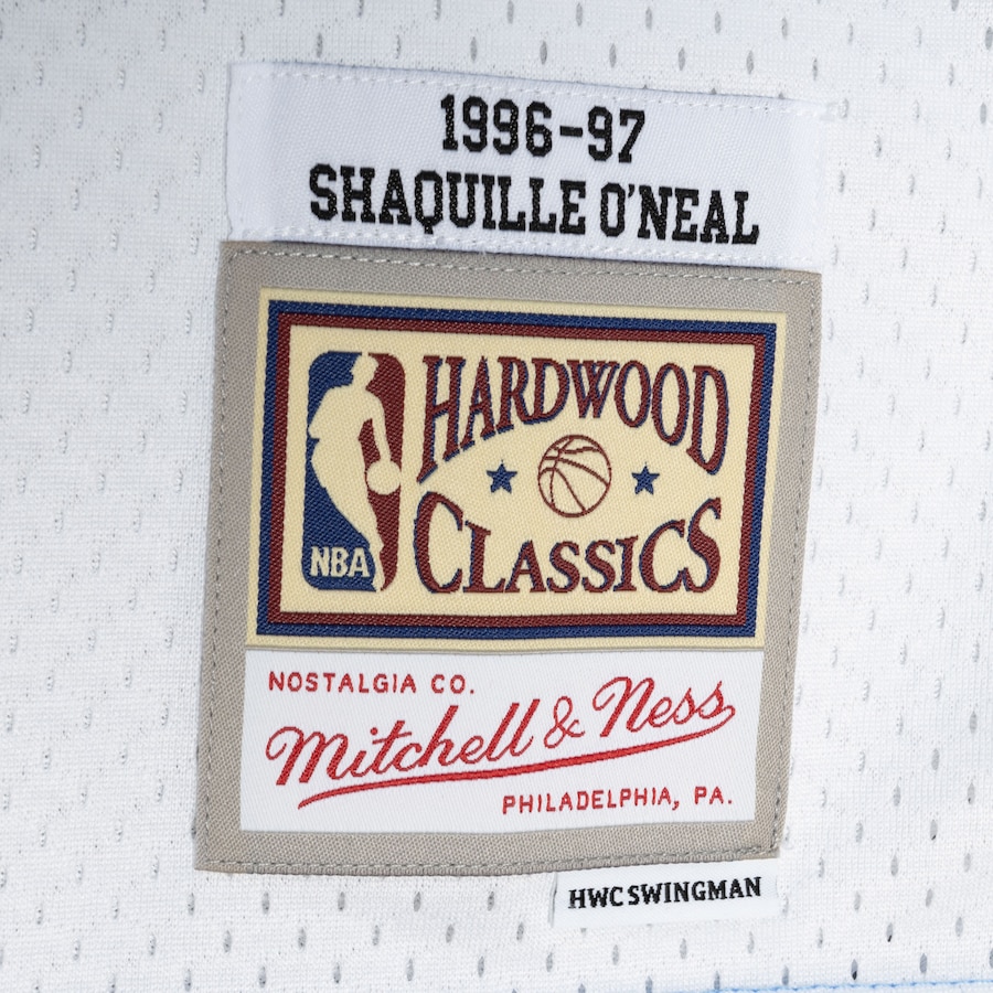 Shaquille Oneal Los Angeles Lakers Mitchell  Ness Hardwood Classics 199697 Split Swingman Jersey  Powder Bluewhite