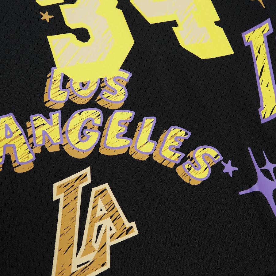 Shaquille Oneal Los Angeles Lakers Mitchell  Ness 199697 Swingman Sidewalk Sketch Jersey  Black