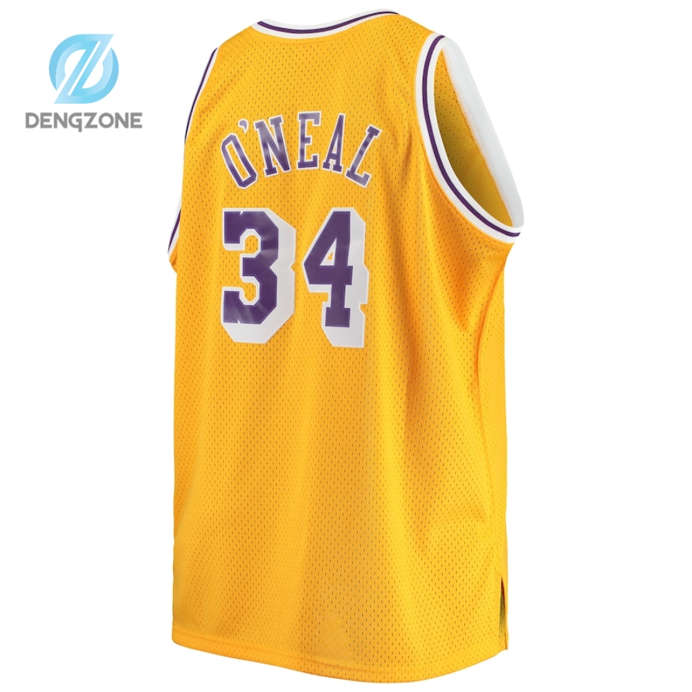 Shaquille Oneal Los Angeles Lakers Mitchell  Ness Big  Tall Hardwood Classics Jersey  Gold