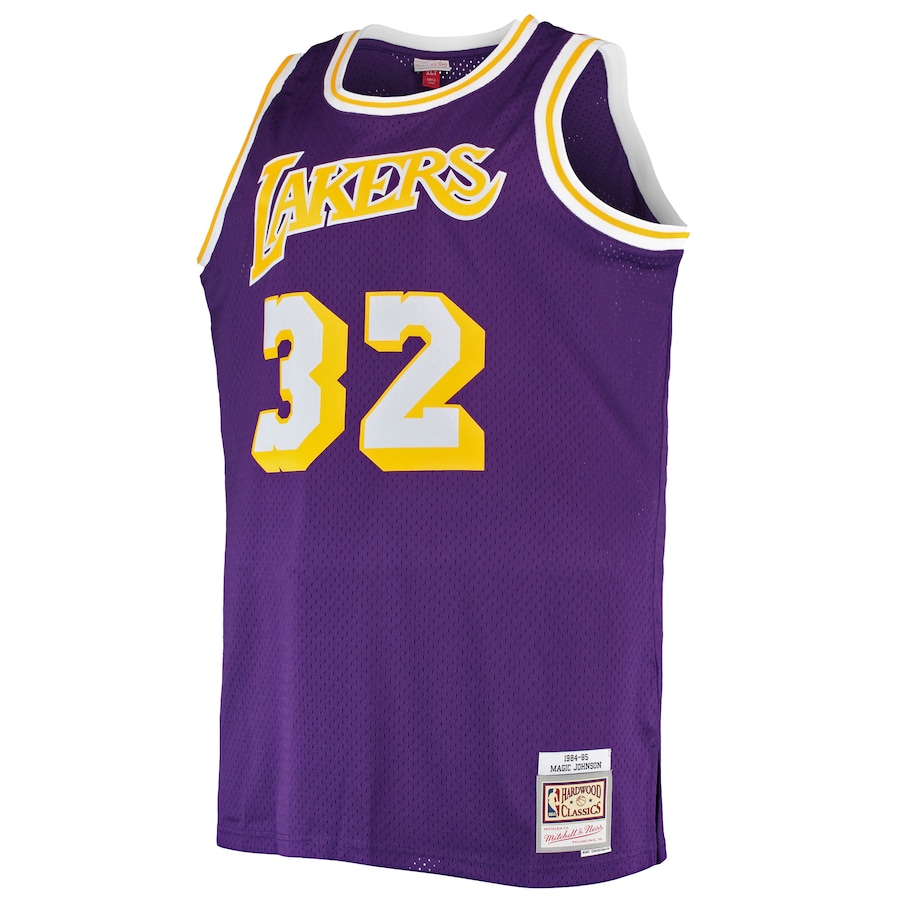 Magic Johnson Los Angeles Lakers Mitchell  Ness Big  Tall 198485 Hardwood Classics Swingman Jersey  Purple