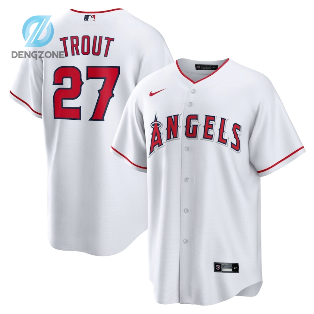 Mike Trout Los Angeles Angels Nike Home Replica Player Name Jersey  White