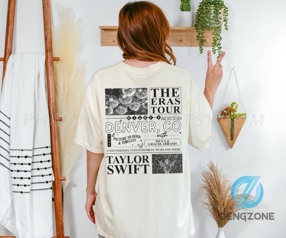 Denver Co Night 1 Comfort Colors Shirt Sweatshirt, Surprise Songs, Picture To Burn & Timeless, Eras Tour Concert 2023