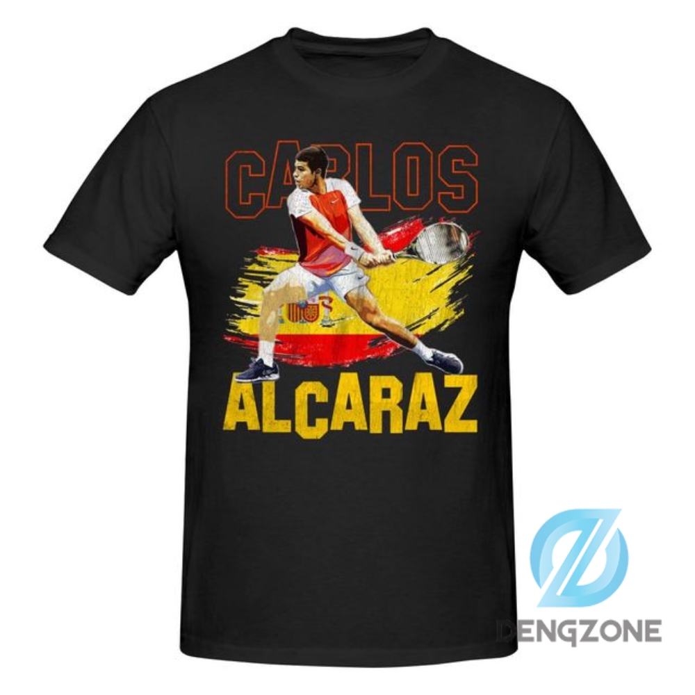 Carlos Alcaraz Flag Tennis T Shirt Cotton Crewneck Short Sleeve Men Women T Shirt