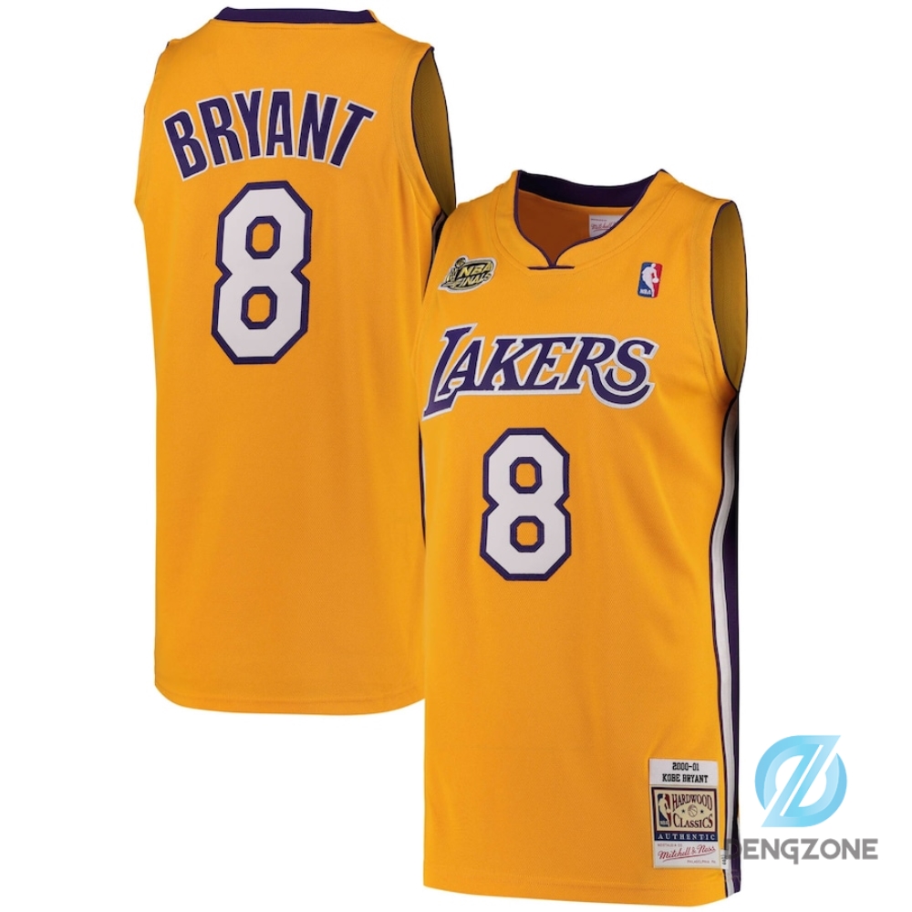 Unisex Los Angeles Lakers Kobe Bryant 2000 01 Authentic Swingman Yellow Jersey