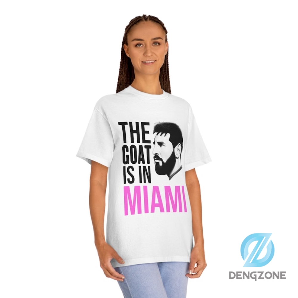 Unisex Lionel Messi Inter Miami Fc Tshirt  The Goat Is In Miami