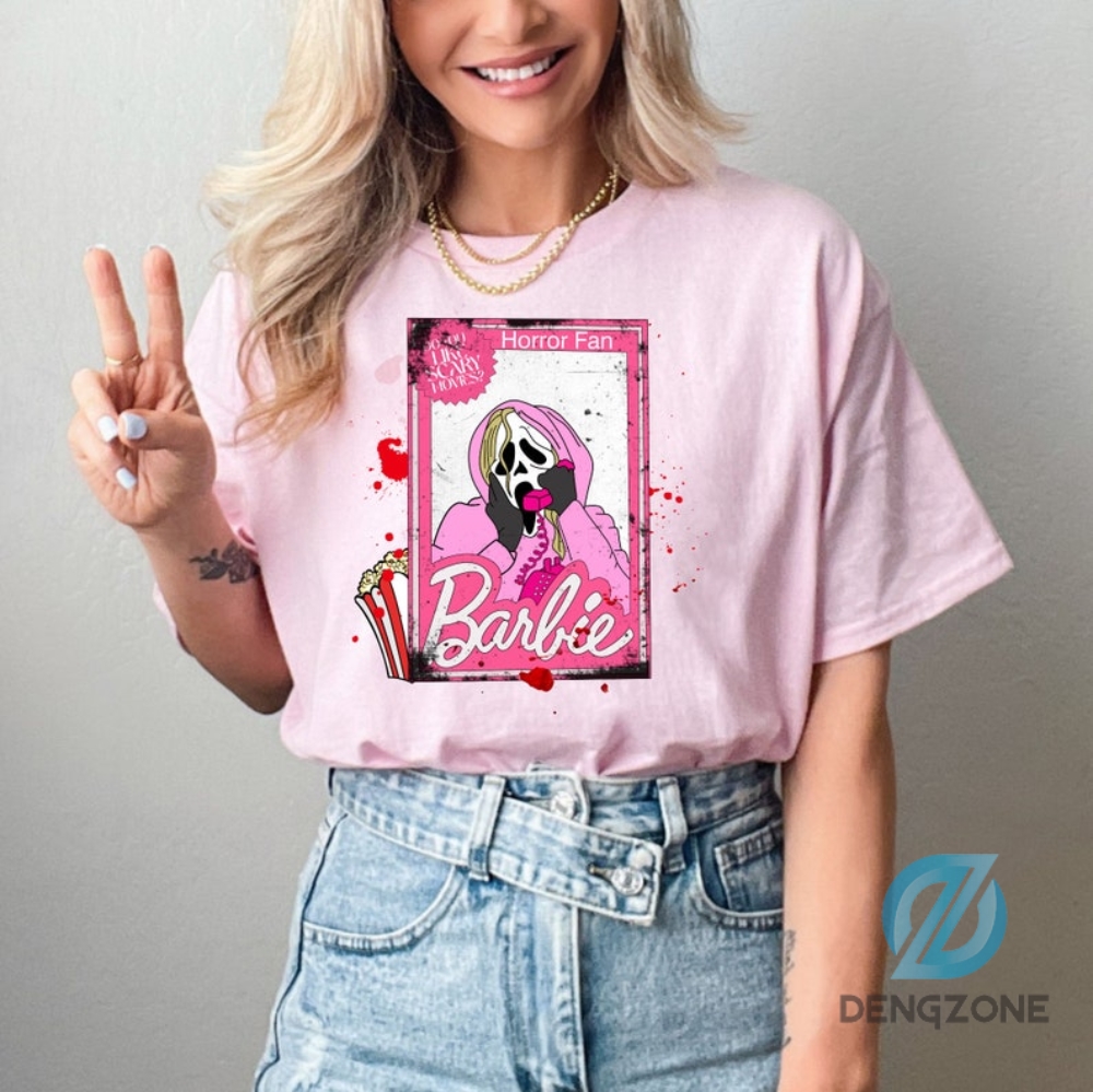 Limited Horror Barbie Graphic Tshirt Hoodie For Adult Kid Horror Fans Barbie Fans Barbie 2023 Barbie And Ken Scary Movie Malibu Barbie