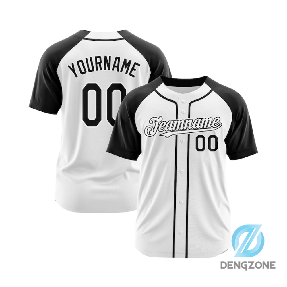 Custom Name Unisex Black And White Baseball Jersey Black And White Baseball Jersey