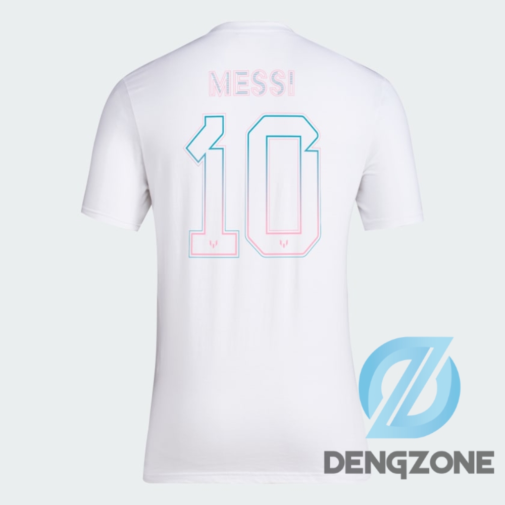 Unisex Inter Miami Adidas Logo Messi Number 10 Shirt 2 Sides Messi Fan T Shirt Goat 10 Shirt