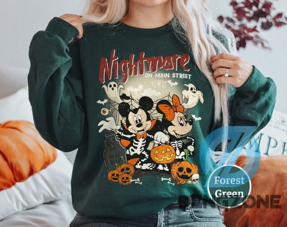 Halloween Mickey Minnie Shirts Sweatshirt Vintage Disney Halloween Sweatshirt Nightmare On Main Street Mickey Minnie Disney Couple Shirt