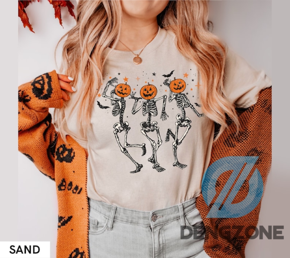 Comfort Colors Halloween Dancing Skeleton Shirt Special Gift For Friends Pumpkin Halloween Sweatshirt Pumpkin Shirt Fall Sweatshirt Spooky Season Tshirt Fall Shirts For Women