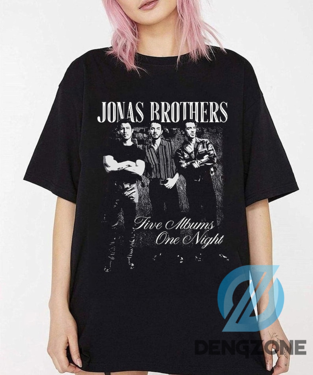 Jonas Brothers Vintage Tshirt Jonas Five Albums One Night Tour Shirt Jonas Brothers 2023 Tour Shirt Jonas 90S Tee Joe Nick Kevin