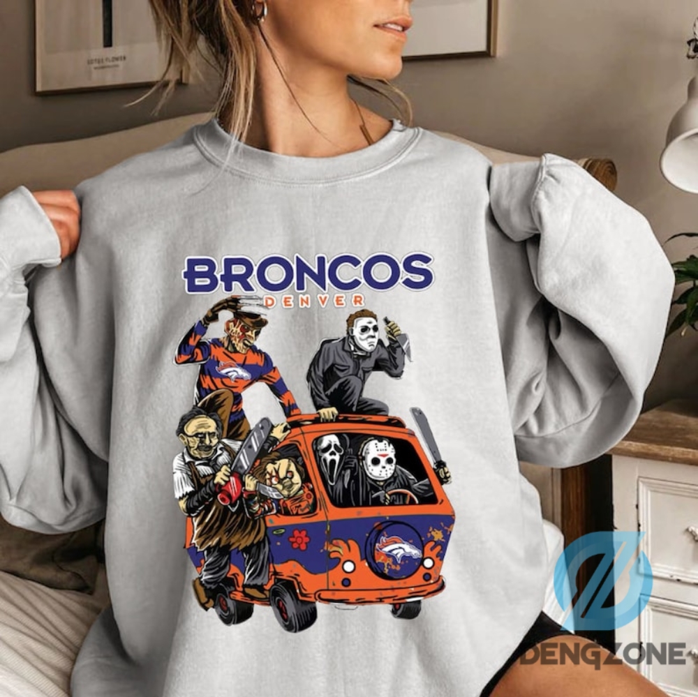 Football Halloween Denver Broncos Shirt Sweatshirt Vintage Denver Broncos Football Crewneck Sweatshirt Denver Halloween Shirt