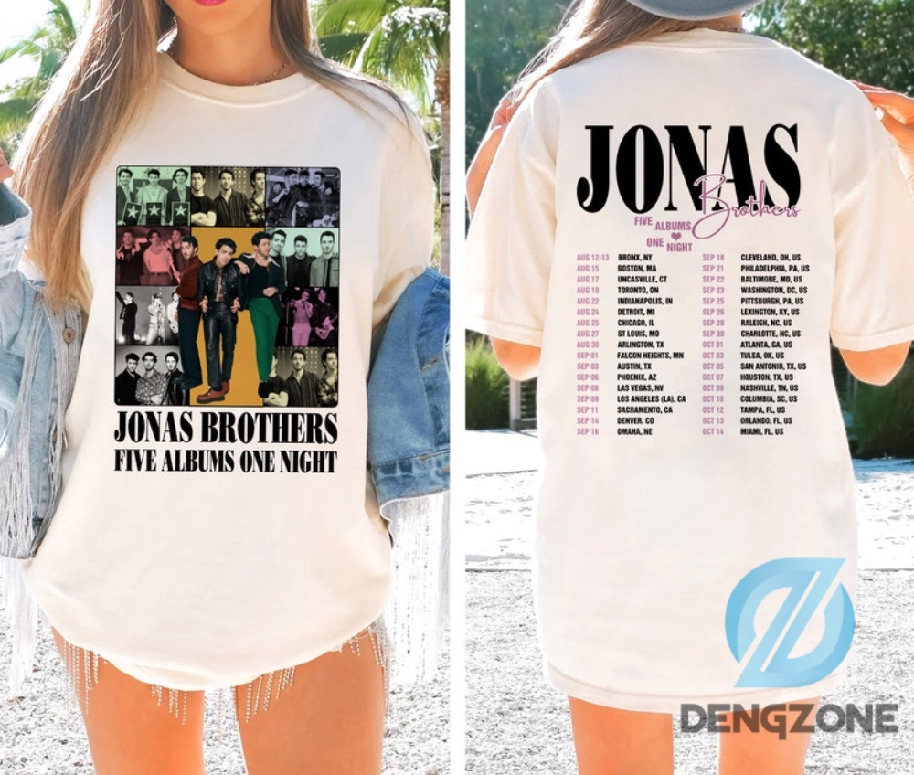 Two Sides Vintage Jonas Brothers Shirt Special Gift Jonas Brothers Full Album Shirt Jonas Brothers Tour Shirt Five Albums One Night Tour Shirt