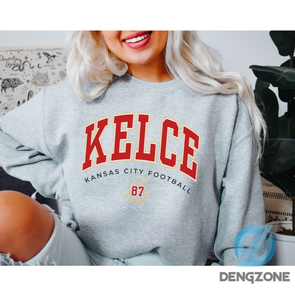 Football Travis Kelce Crewneck Shirt Gift For Fans Travis Kelce Sweatshirt Football Fan Tee Gift For Girlfriend Or Wife Kansas City