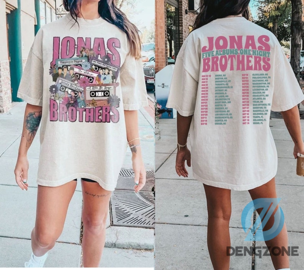 Trendy Jonas Brothers Shirt Sweatshirt Merch Double Sided Jonas Brothers Tour Shirt Concert 2023 Retro Unisex Gift Jonas Brothers Cassette Shirt