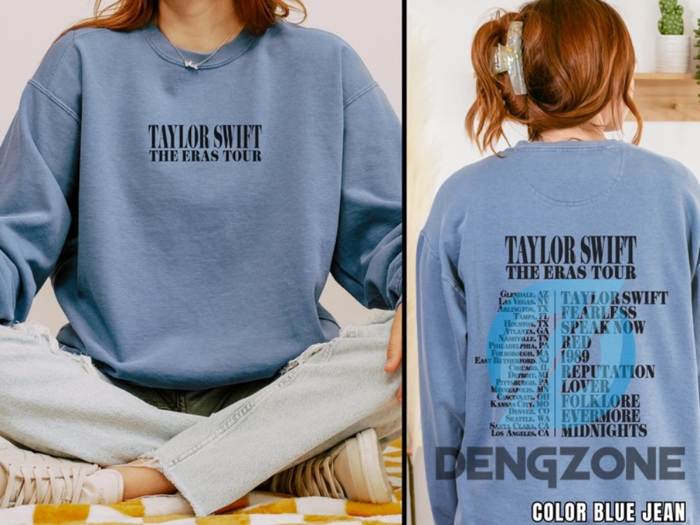 Taylor Swift The Eras Tour Crewneck Shirt Hoodie Comfort Colors Eras Tour Merch Eras Tour Blue Sweatshirt Swiftie Sweatshirt