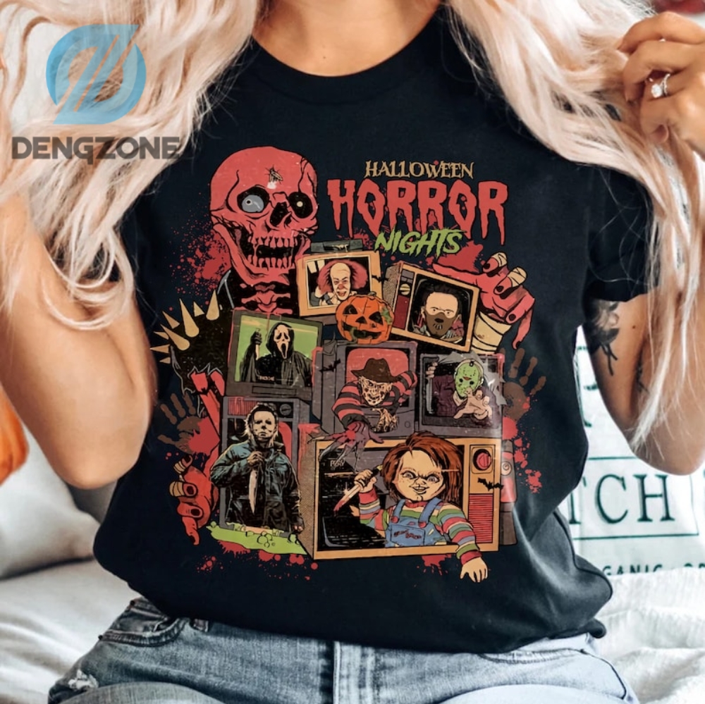 Retro Halloween Horror Nights Shirt Comfort Colors Halloween Shirt Vintage 90S Halloween Movies Halloween Sweatshirt Horror Movies Characters Shirt