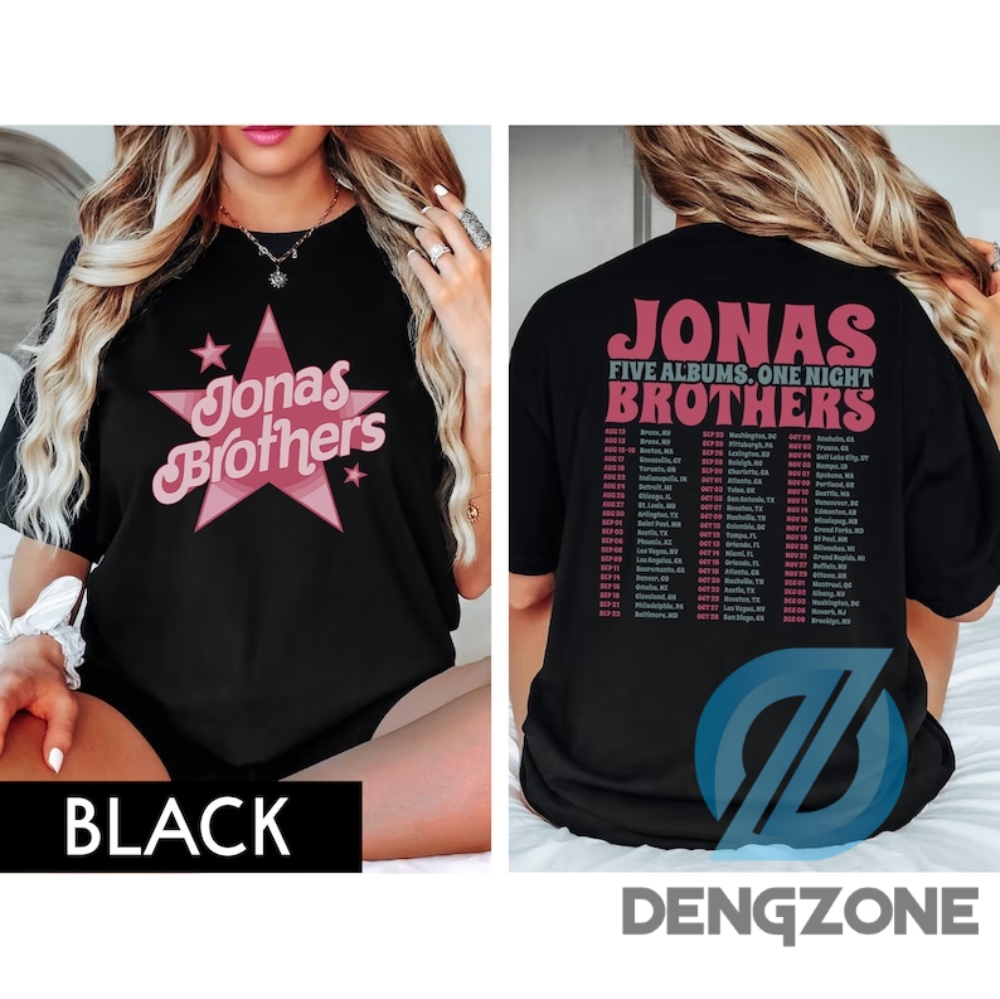 Limited Jonas Brothers Setlist 2 Sides Comfort Colors Shirt Gift For Fans Jonas Brothers Tour Shirt Nick Joe Kevin Shirt Retro Five Albums One Night World Tour