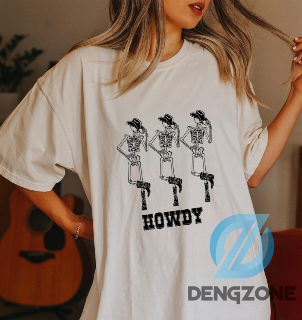 Skeleton Cowboy Shirt Gift For Her Dancing Skeleton Tee Boho Tee Vintage Inspired Cotton Tshirt Unisex Tee Comfort Colors Tee