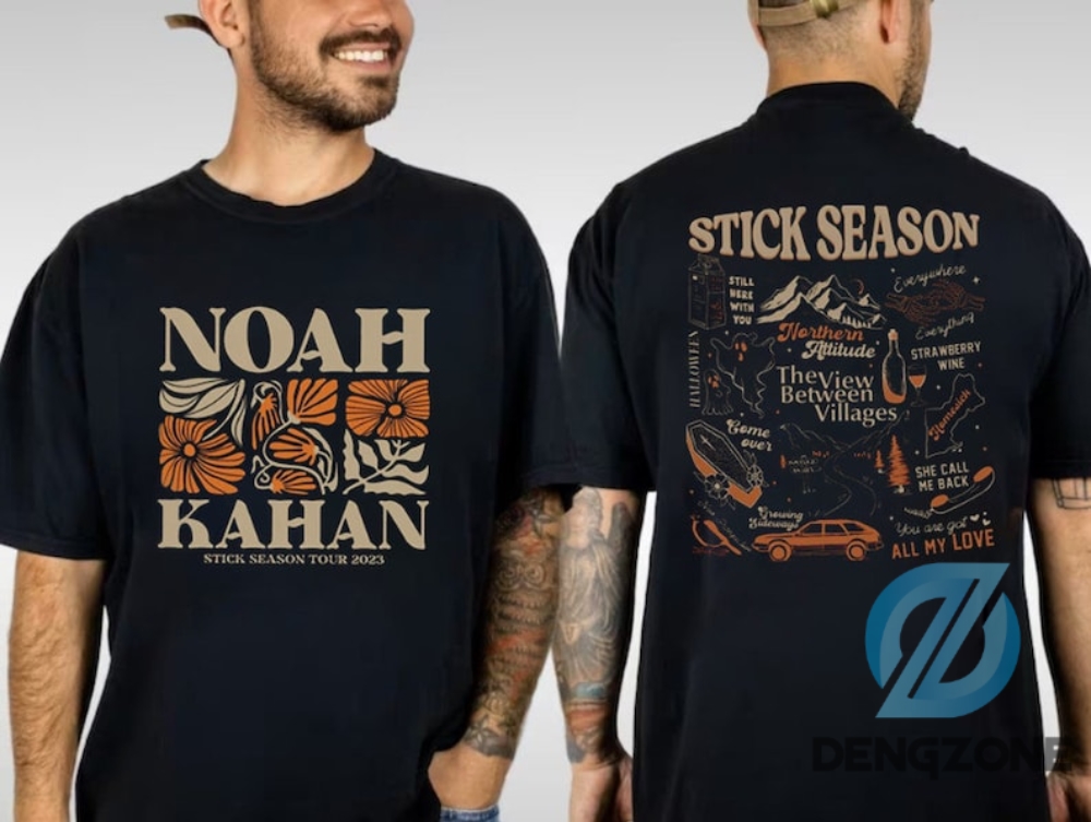 Noah Kahan Shirt 2 Sides Noah Kahan Stick Season Tour 2023 Stick Season Album Shirt Folk Pop Music Noah Kahan Merch Album Track List