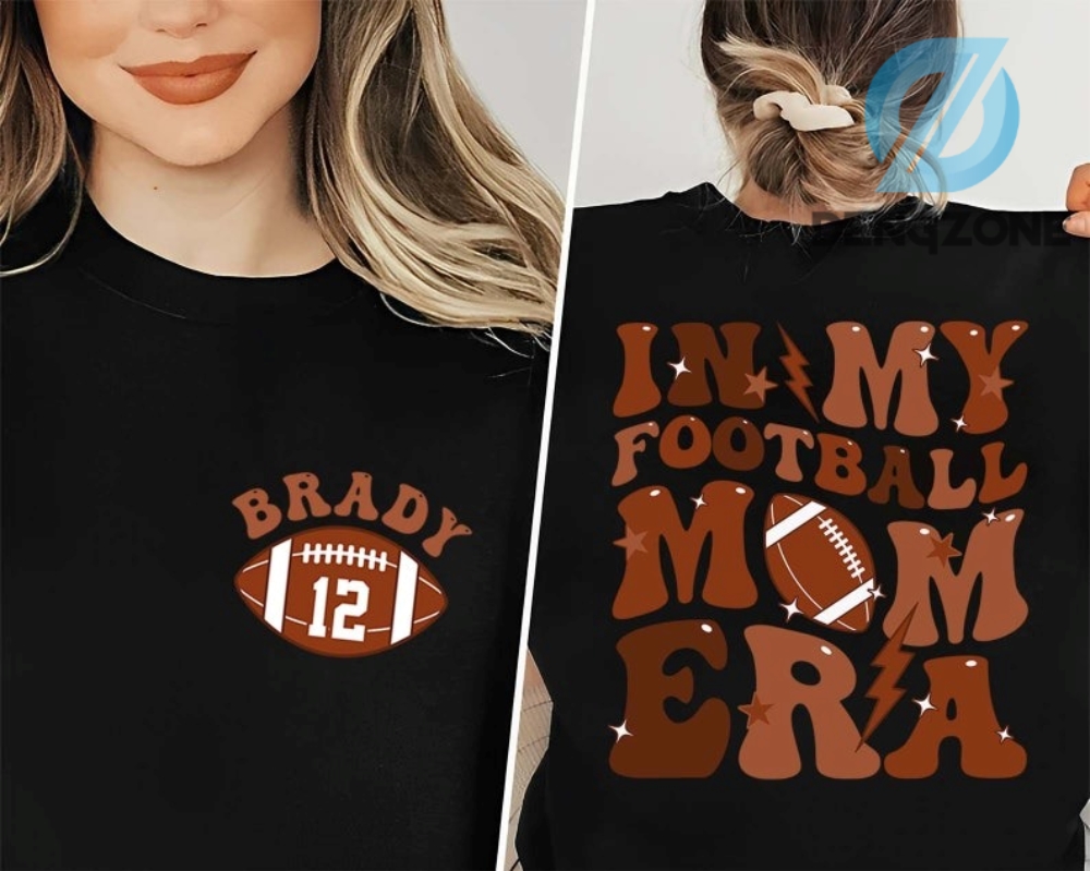 Personalize Game Day Sport Mama Sweatshirt Shirt Double Sided Football Game Season Shirt Custom Football Mom Era Shirt With Kid Name  Number