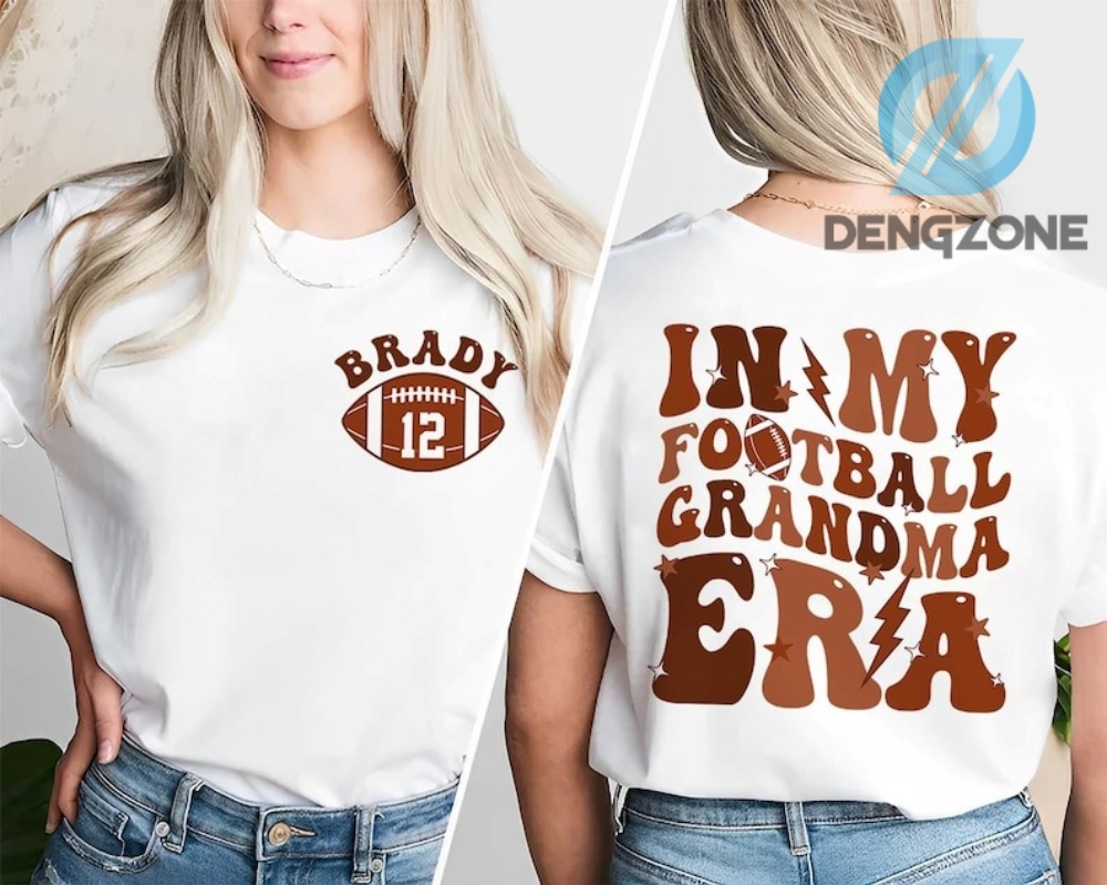 Personalize Game Day Sport Grandma Sweatshirt Shirt Double Sided Football Game Season Shirt Custom Football Grandma Era Shirt With Kid Name  Number