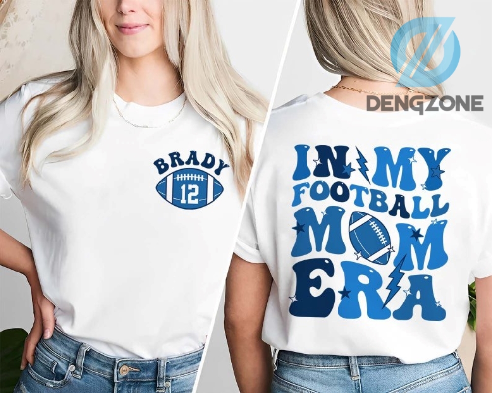 Personalize  Game Day Sport Mama Blue Quote Shirt Double Sided Football Game Season Shirt Custom Football Mom Era Shirt With Kid Name  Number