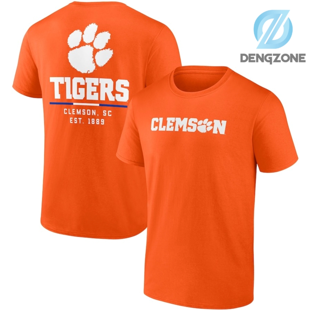 Double Sided Clemson Football Shirts Gift Orange Color Fanatics Branded Orange Clemson Tigers Game Day 2Hit Tshirt College Gameday Tee