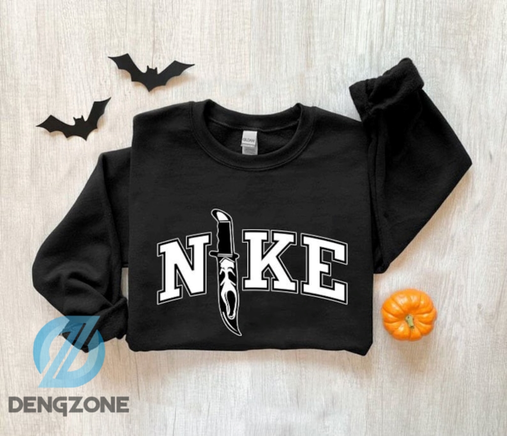 Vintage Nike Ghostface Knife Sweatshirt Scream Movie Tee Horror Movie Sweatshirt Halloween Gifts Ghostface Sweatshirt