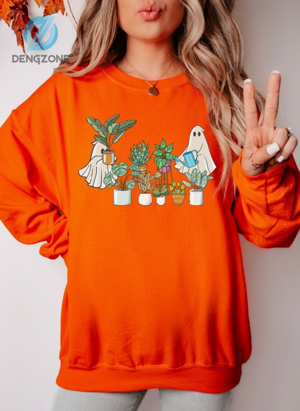 Gift For Halloween Cute Ghost Sweatshirt Plant Lady Sweatshirt Halloween Mom Sweater Ghost Sweater Plant Lover Gift Funny Halloween Fall Sweater