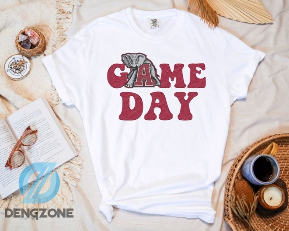 Retro Game Day Alabama Graphic Design Shirt Distressed Basic Colors Tshirt Football Fan Apparel College Gift Cute Student Shirt