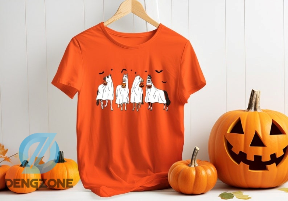 Halloween Horse Ghost Sweatshirt Cowboy Western Halloween Sweatshirt Spooky Season Sweatshirt