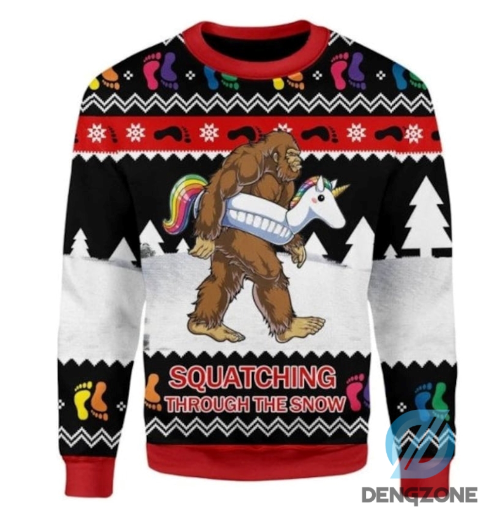 Bigfoot Ugly Christmas Sweater Xmas Sweater Sasquatch Sweater Funny Sasquatch Sweater