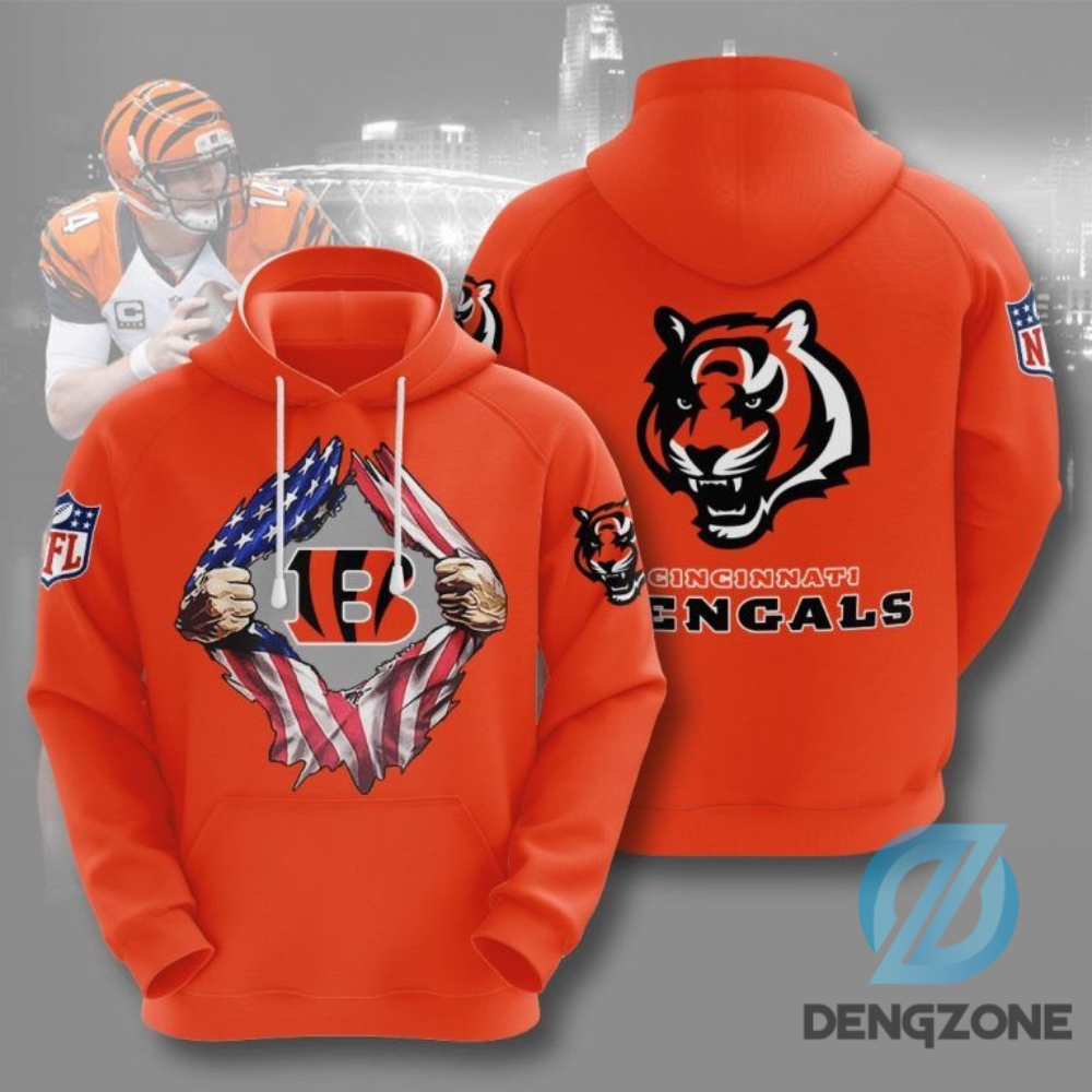 Cincinnati Bengals Orange For Men For Women 3D All Over Printed Hoodie