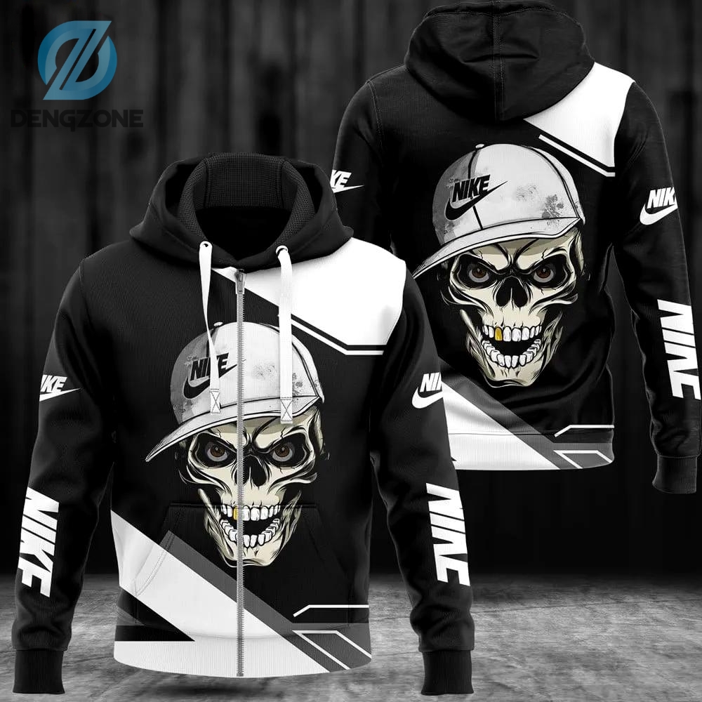 Hot Fashion 2023 Nike Skull Black Luxury Brand Unisex Zipper Hoodie