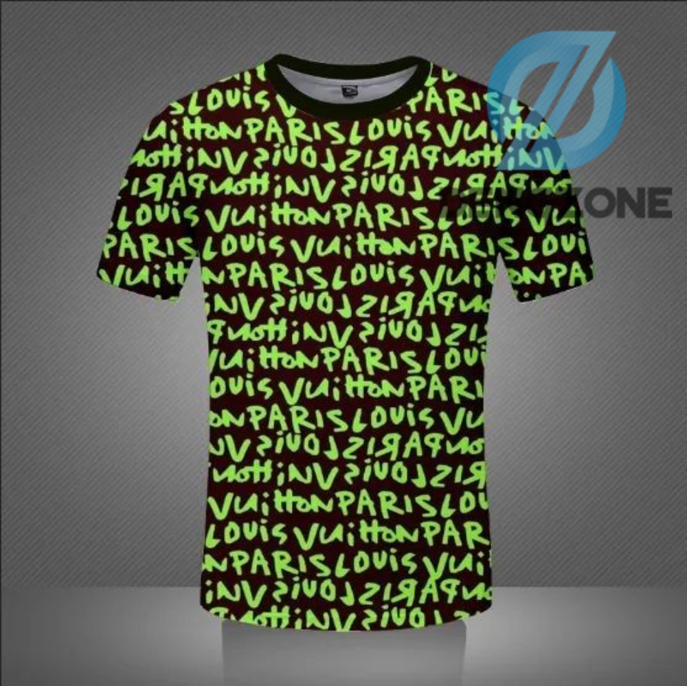 Hot Louis Vuitton Green Pattern Logo Colorful Tshirt Fashion Outfit Luxury