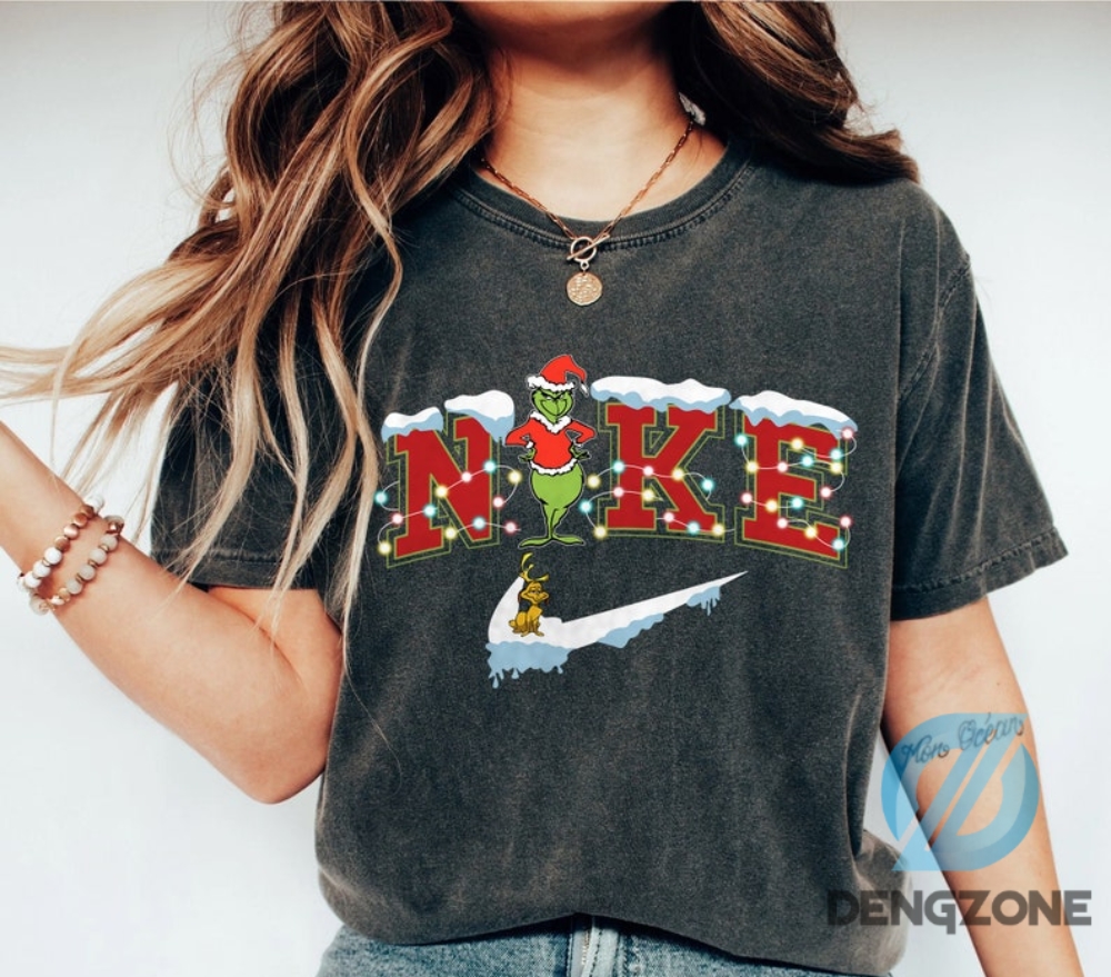 Grinch Nike Christmas Lights Shirt Comfort Colors