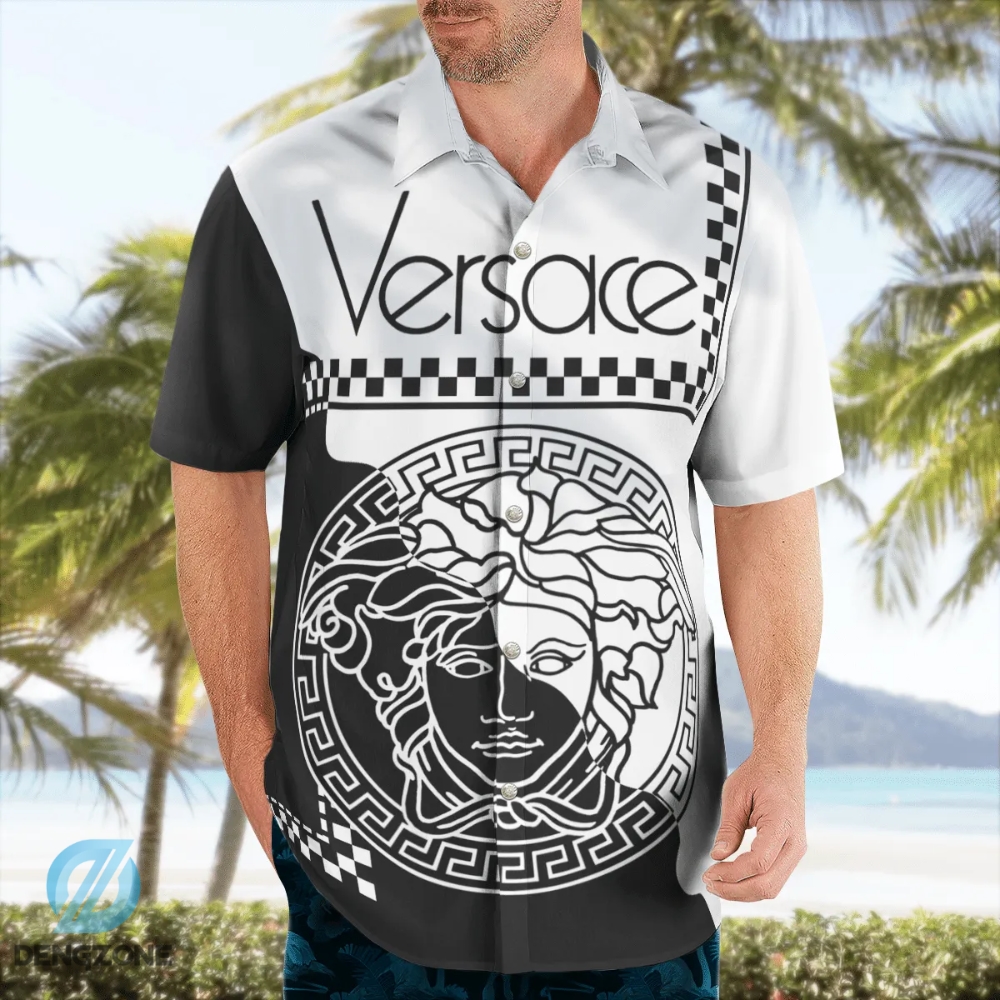 Versace Medusa Black White Luxury Brand Premium Fashion Hawaii Shirt For Men