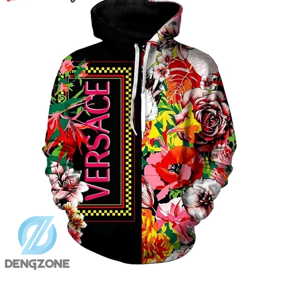 Gianni Versace Flower Unisex Hoodie For Men Women Luxury Brand