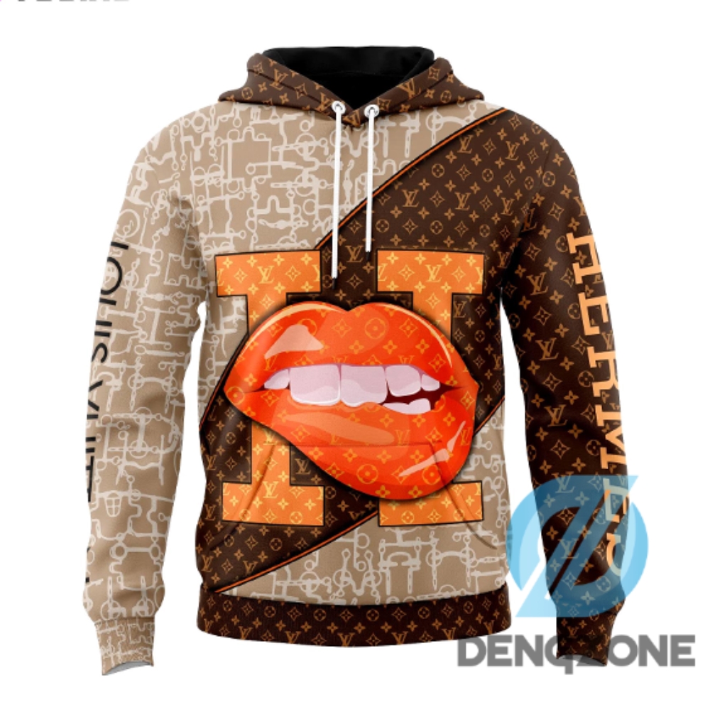 Louis Vuitton Hermes Lips Brown Unisex Hoodie Outfit