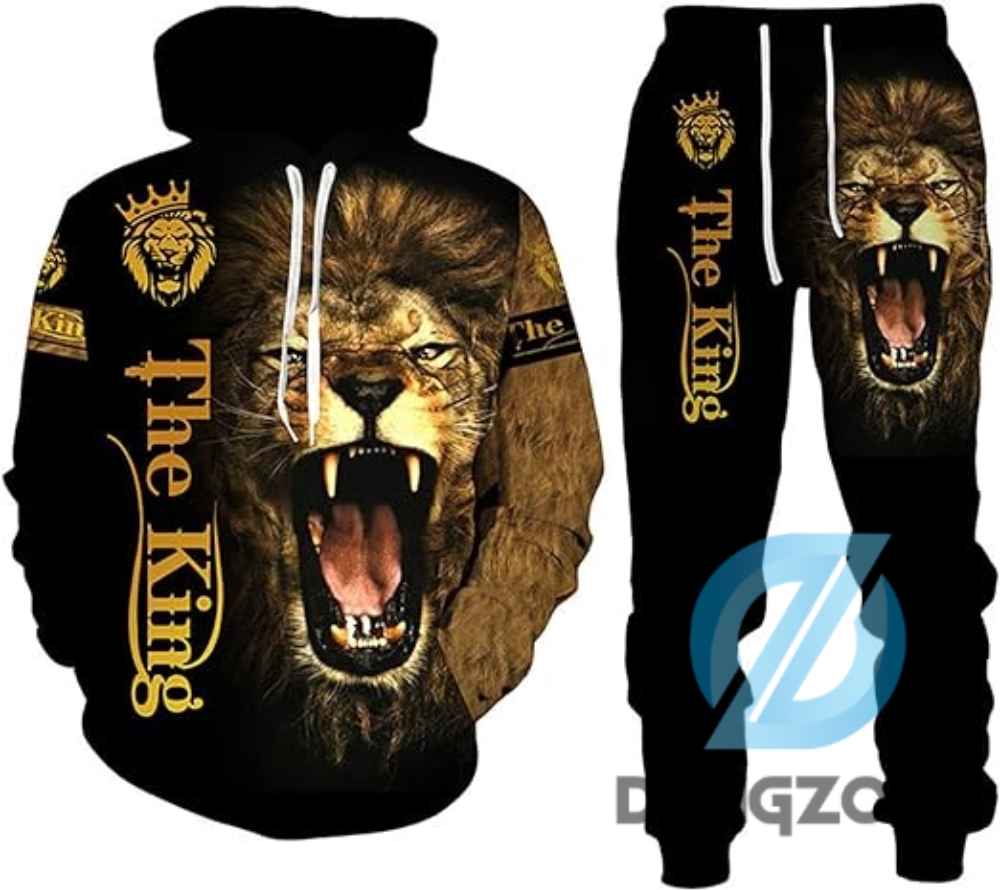 Lion King 3D Printed Mens Hoodies Sweater Set Pullover Tracksuit