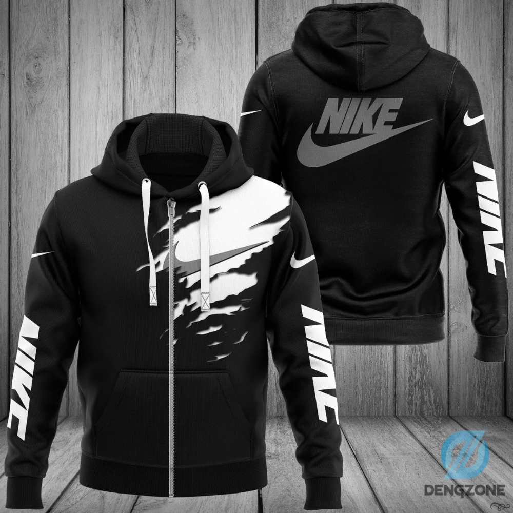 Nike Black Unisex Zipper Hoodie For Men Women Luxury Brand