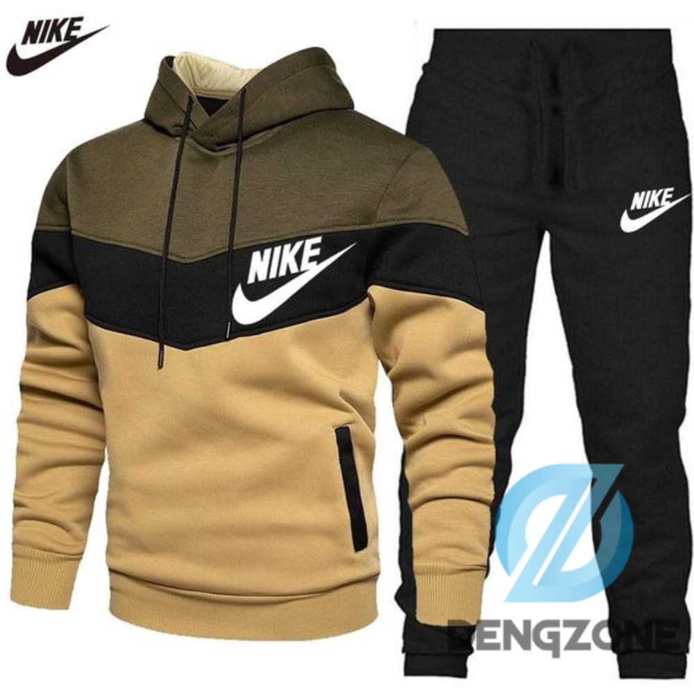 Nike Black Yellow Unisex Hoodie Sweatpants For Men Women Trending 2024