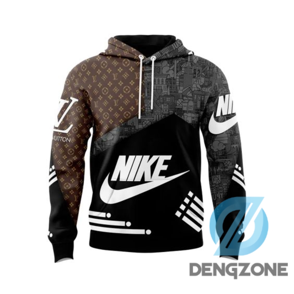 Luxurious Blend Brown And Black Unisex Hoodie By Louis Vuitton X Nike  Chic Ensemble For Men And Women